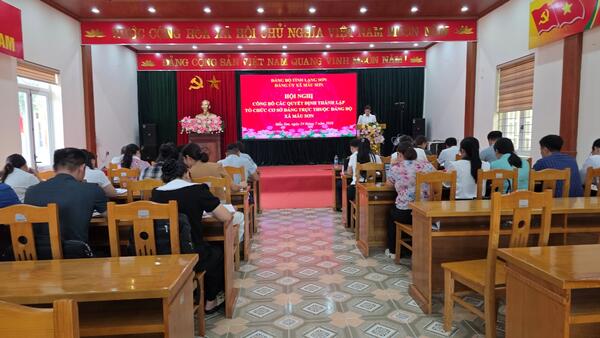 ĐẢNG ỦY XÃ MẪU SƠN TỔ CHỨC HỘI NGHỊ CÔNG BỐ CÁC QUYẾT ĐỊNH THÀNH LẬP TỔ CHỨC CƠ SỞ ĐẢNG TRỰC THUỘC